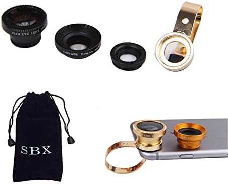 SBX Circular Clip 3 in 1 180 Degree Fisheye Lens + Wide Angle Lens + Macro Lens for iPhone 6 6+ iPod touch iPad Samsung Galaxy S3 Note 2 and Most of Phones Tablet PC with Camera Lens (Black)