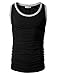 H2H Mens Slim Fit Contrast Colorblock Crew Neck Lightweight Sleeveless Tank Tops