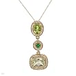 Necklace With 3.20ctw Precious Stones - Genuine Clean Diamonds, Diopside, Peridot and Quartz Made in 14K Yellow Gold Length 18in