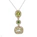 Necklace With 3.20ctw Precious Stones - Genuine Clean Diamonds, Diopside, Peridot and Quartz Made in 14K Yellow Gold Length 18in