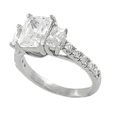 Sterling Silver CZ Three Stone Solitaire Ring