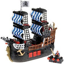 Fisher-Price Imaginext Black/Red Pirate Ship w/ 2 Figures