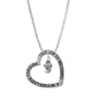 Sterling Silver Open Heart and Pink Crystal Bootie "Joy of Becoming A Mom" Pendant, 18"