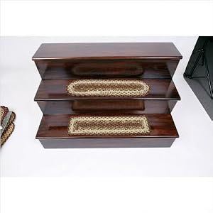 Cotton Braided Olive Stair Treads (Set of 13) Shape: Oval by 