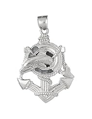 Clevereves 14K White Gold Pendant Two Tone Anchor and Dolphin 9.6 - Gram(s)