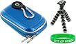 Hard Carrying Case (Candy Blue) and Premium Tripod for Sony DSC-W310 12.1MP Digital Camera Black