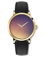 SPRAWL Aanalog Fashion Series Gold Ladies Watches of Genuine Black Leather Strap,Unique Wrist Watch for Women Girls Designed with Sky of stars in a twilight