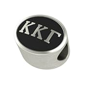 Kappa Kappa Gamma Black Antique Oval Sorority Bead Charm Fits Most Pandora Style Bracelets. High Quality Bead in Stock for Fast Shipping