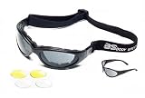 Body Specs BSG Black Frame Goggles/Sunglasses with 2 Extra Anti-Fog 2.0mm Lens Models: Matte Black Frame/Grey Lens,Clear & Yellow extra lens Model Black-Grey