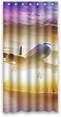 Plane Flying Sea Fabric Polyester Waterproof Shower Curtain 36"(w) x 72"(h)