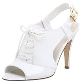  : Nine West Women's Heathers Peep Toe Oxford,White Patent,8.5 M US