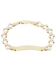 14k Tricolor Gold, Bead ID Kids Children Bracelet 6mm Wide