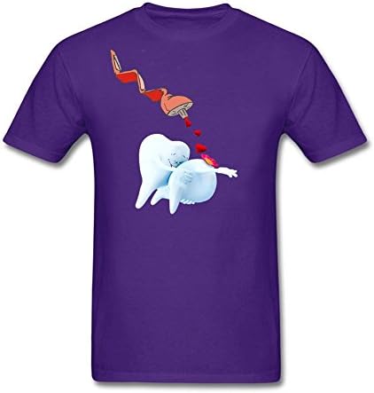 Twentees Printed Graphic Mens Valentine Funny Tooth Shirt Cotton Purple S