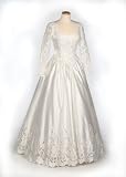 Review   / Ivory Satin and Lace Wedding Gown w/ Detachable Train