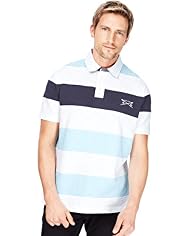2" Longer Blue Harbour Pure Cotton Striped Polo Shirt