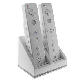 Insten for Wii remote control charger with two rechargeable batteries