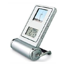 LTECHi 1.5" Digital Photo Frame with Clock and Alarm - Silver