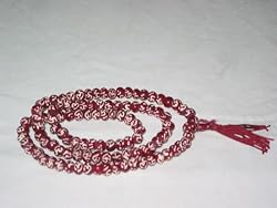 Dark Red Bone Mala Om Symbol Mantra Yoga Japa Mala Prayer Beads (108+1)