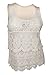 eVogues Plus Size Crochet Front Tank Top Ivory Taupe