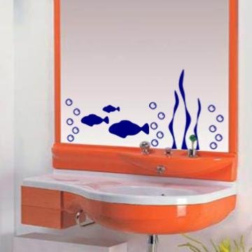 Blue Aquarium Fish Mirror or Wall Decal