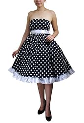 Polka Dot 80's Ruffle Dess with White Satin Ribbon M