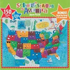 41yXcjmaZgL 150 Piece Scrambled States of America Puzzle and Book Set