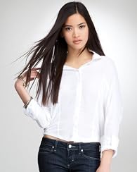Rolled 3/4 Sleeve Double Placket Top