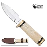 Timber Rattler Ivory Handle Skinning Knife w/ Leather Sheath