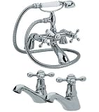 Viscount Traditional Bath Shower Mixer and Basin Taps Pack