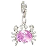 Les Poulettes Jewels - Sterling Silver Charms King Crab and its Pink Zirconia - with Lobster Clasp
