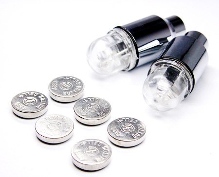Tireflys Flashing Tri-Color (Red White Blue) LED Valve Cap x2 for Cars, Bikes, Motorbikes - ultrabright for your wheels! On Sale