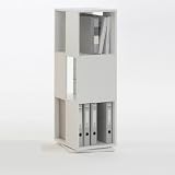 OFFICE STORAGE TOWER: Revolving three-tier bookcase / filing / file storage unit cabinet with 3 compartments in White - by DMF