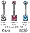 MINI ROUND DIAMOND BELLY RING BNAMC9B-AQUA