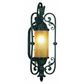 Eurofase 17517-010 Glenhaven 1-Light Large Wall Sconce, Antique Iron Amber by Eurofase