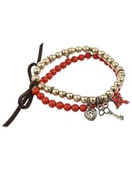 NINE WEST VINTAGE AMERICA "Found Objects" Brass Coral Multi-Stretch Bracelets, 2.75"