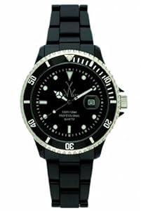 Unisex Watch Toy FL23BK Black Plastic Resin Case and Bracelet Quartz Black Dial