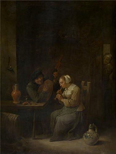 Vintastore Wood Framed Modern Wall Art Decor David Teniers Ii - Duet Print On Definition Canvas