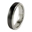 Ridged Edge Polished Black Plated Tungsten Carbide Ring (6.0mm) - Sizes 8 - 13