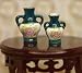 Search : Pair of 2 Floral Vases in Dark Green Porcelaine