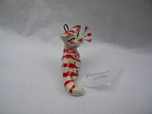 "Kurious Kitty" One-of-a-kind Whimsiclay Christmas Ornament