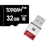 TOPRAM 32GB MicroSD MicroSDHC Card Class 10 32G C10 SDHC with SD Adapter an ....