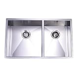Elements of Design EUS332010DBNL TOWNE SQUARE Stainless Steel Undermount Offset Double Bowl kitchen