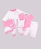 Dereon Text Print 6-Piece Layette Set (Sizes 0M - 9M)