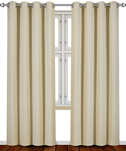 Blackout, Room Darkening Curtains Window Panel Drapes - (Beige Color) 2 Panel Set, 52 inch wide by 84 inch long each panel- by Utopia Bedding