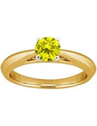 0.55 Ct Round Canary SI1/SI2 Diamond 18K Yellow Gold Solitaire Ring