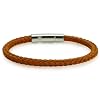 Braided Brown Leather Mens Bracelet 6 mm 8 1/2 inches with Locking Stainless Steel Clasp