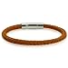 Braided Brown Leather Mens Bracelet 6 mm 8 1/2 inches with Locking Stainless Steel Clasp