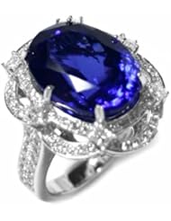 18K White Gold Tanzanite and Diamond Ring -- LIFETIME WARRANTY