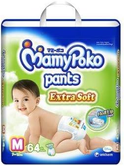 Mamy Poko Pans Extra Dry Soft Roll up M Boys & Girls Diaper 64 Pcs
