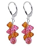New Bewitching 925 Swarovski Crystal Sterling Silver Leverback Dangle Earrings